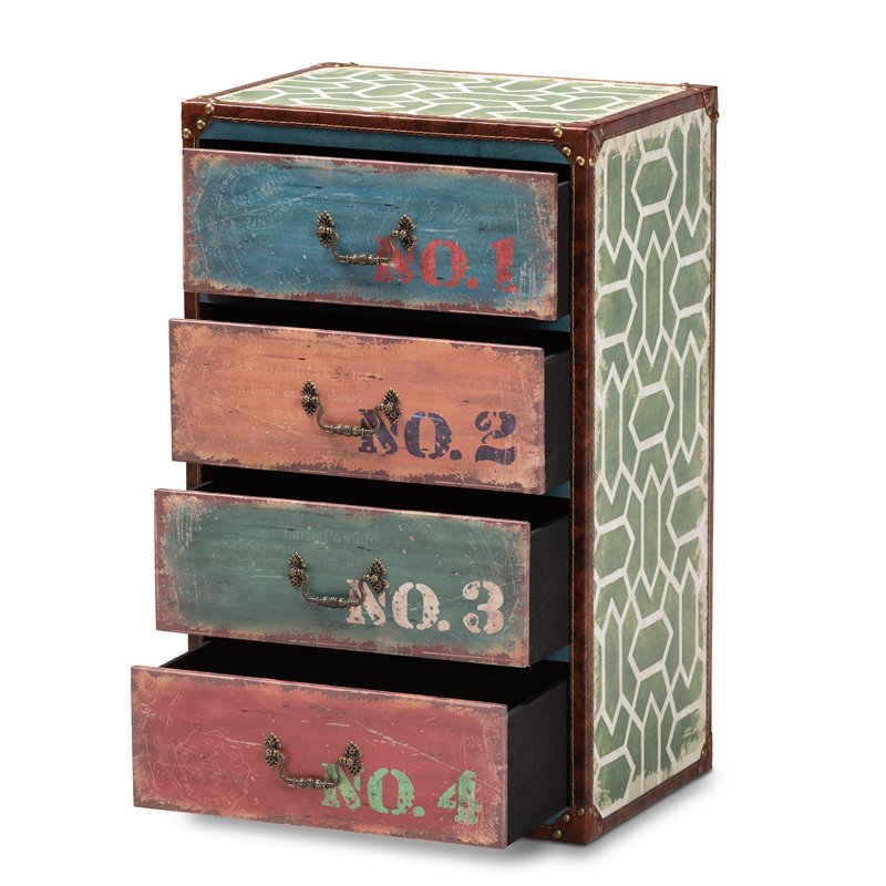 Baxton Studio Amandine Multicolor Finished Wood 4-Drawer Accent Storage Chest