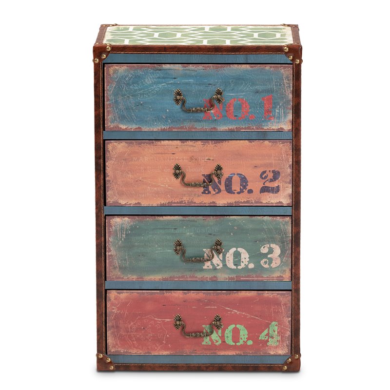 Baxton Studio Amandine Multicolor Finished Wood 4-Drawer Accent Storage Chest