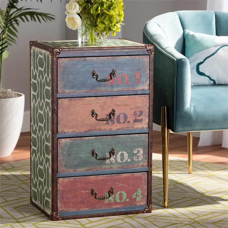 Baxton Studio Amandine Multicolor Finished Wood 4-Drawer Accent Storage Chest