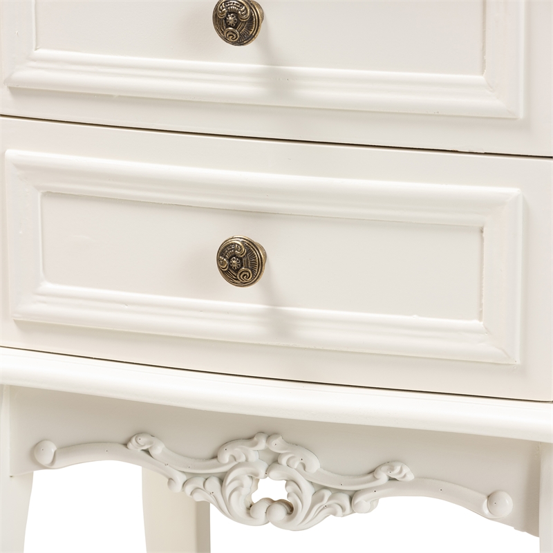 Baxton Studio Darla French White and Cherry Brown Wood 2-Drawer End Table