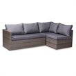 Baxton Studio Pamela Grey Polyester Upholstered 4-Piece Woven Rattan Patio Set