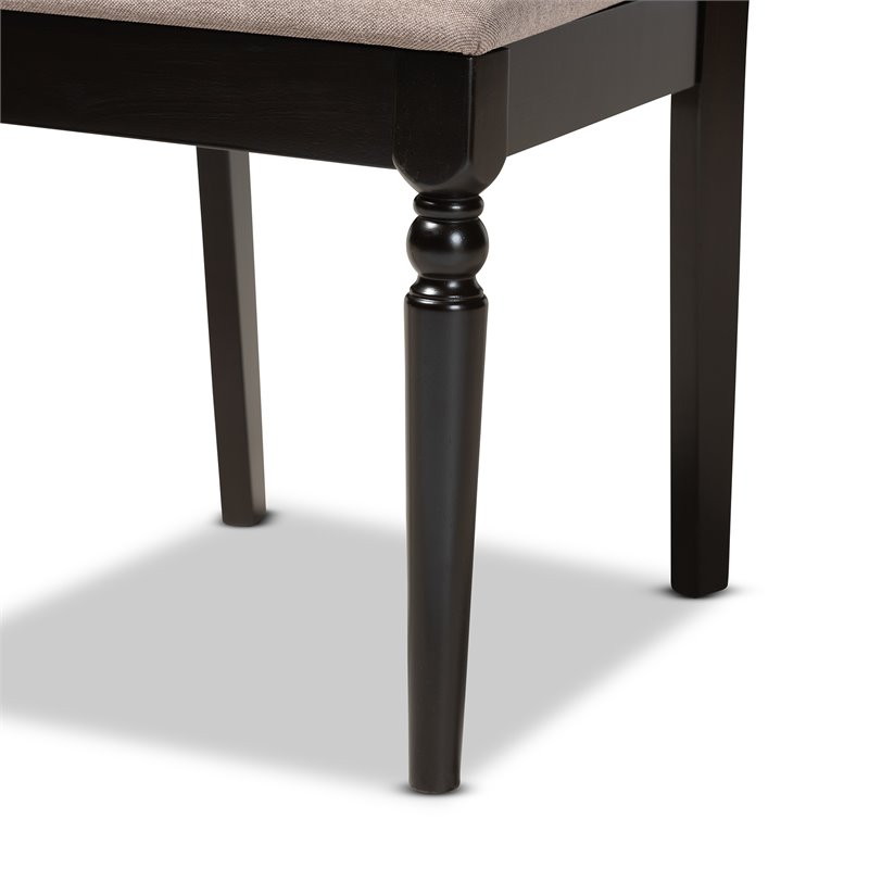 Baxton Studio Renaud Sand Fabric Espresso Finished 2-Piece Dining Chair Set