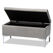 Baxton Studio Mabel Grey Velvet Silver Finished Storage Ottoman