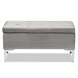 Baxton Studio Mabel Grey Velvet Silver Finished Storage Ottoman