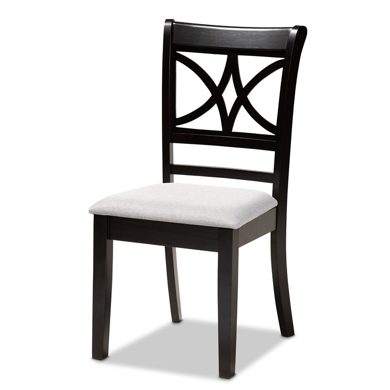 Baxton Studio Clarke Gray Upholstered and Espresso Wood 4-Piece Dining Chair Set