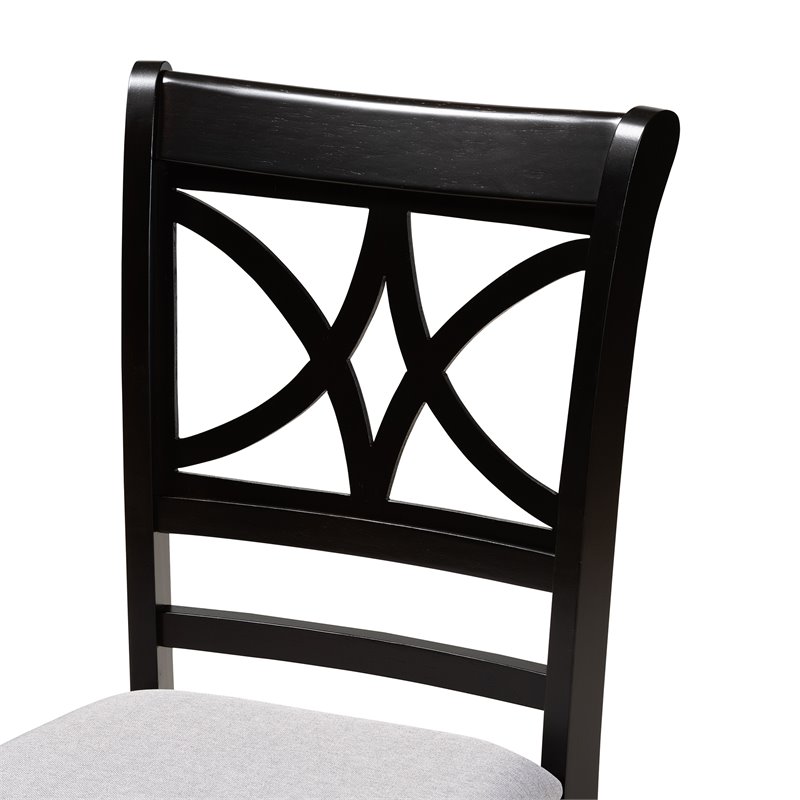 Baxton Studio Clarke Gray Upholstered and Espresso Wood 4-Piece Dining Chair Set