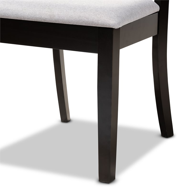 Baxton Studio Clarke Gray Upholstered and Espresso Wood 4-Piece Dining Chair Set