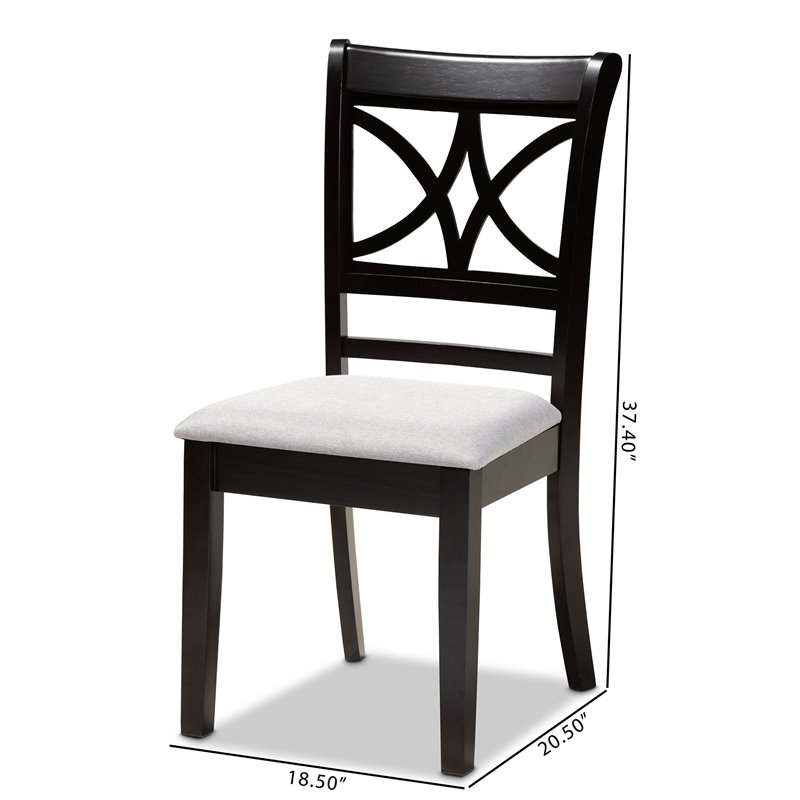 Baxton Studio Clarke Gray Upholstered and Espresso Wood 4-Piece Dining Chair Set
