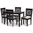 Baxton Studio Jackson Gray Upholstered Espresso Finished Wood 5-Piece Dining Set