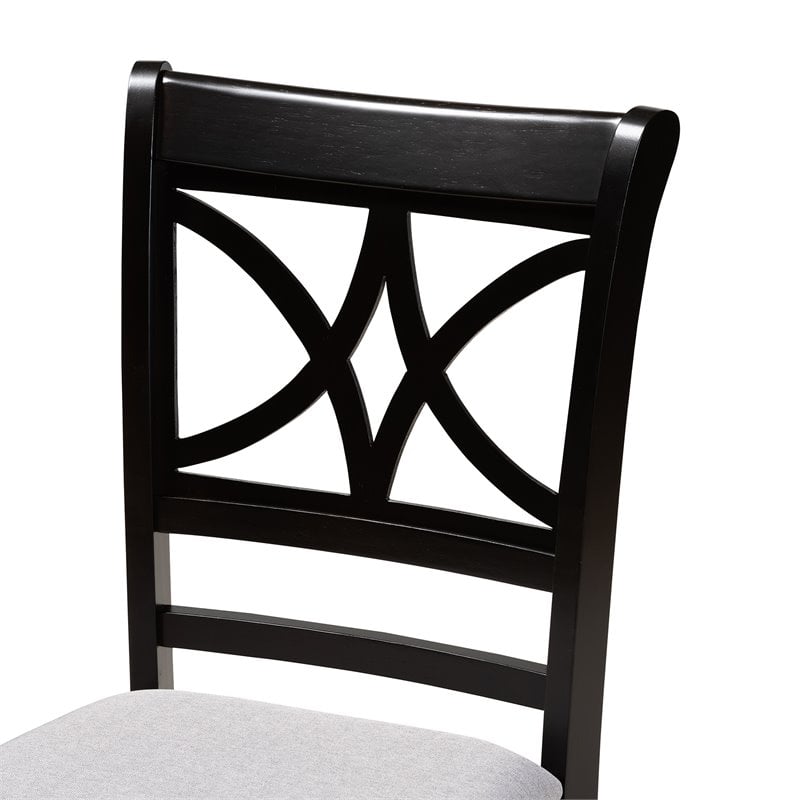 Baxton Studio Clarke Gray Upholstered Espresso Finished Wood 5-Piece Dining Set
