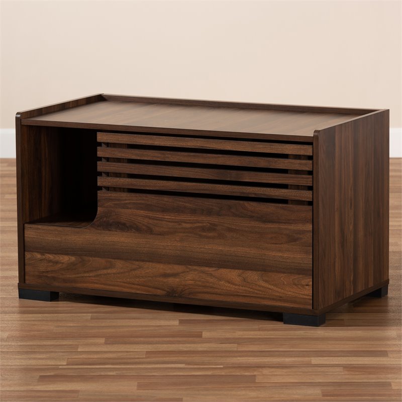 Baxton Studio Claire Walnut Brown Finished Cat Litter Box Cover House