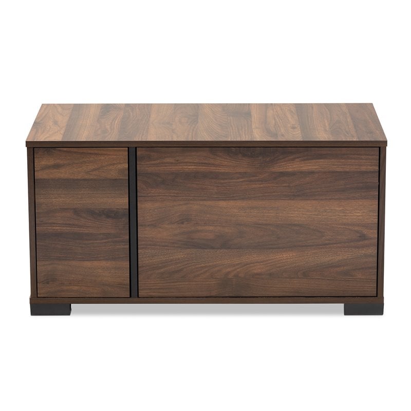 Baxton Studio Connor Walnut Brown Finished 2-Door Cat Litter Box Cover House