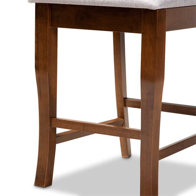 Baxton Studio Aria Gray Upholstered Walnut Wood 2-Piece Pub Chair Set