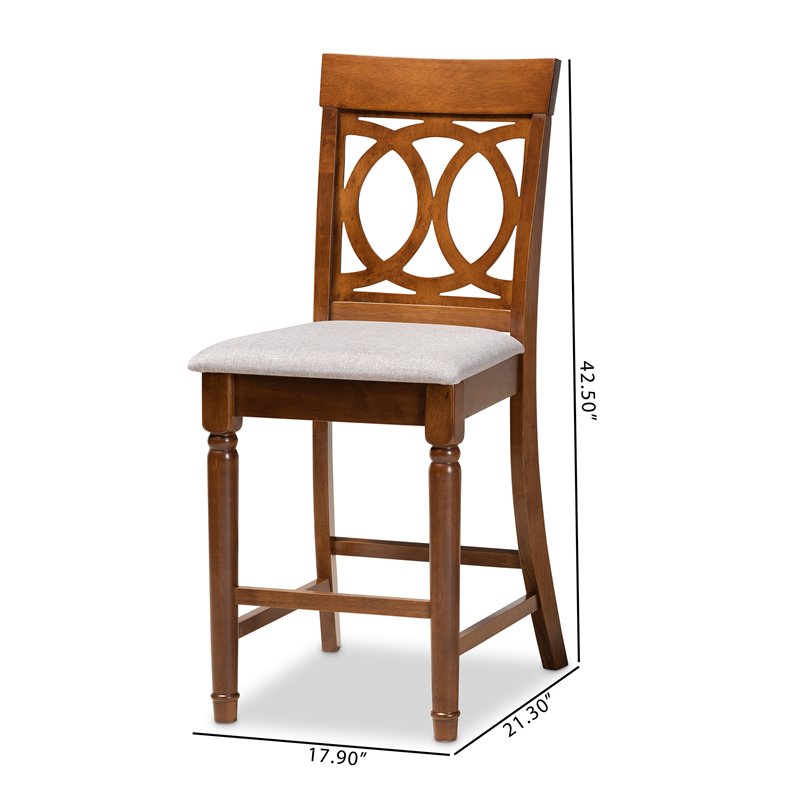 Baxton Studio Violet Gray Upholstered Walnut Finished Wood 2-Piece Pub Chair Set