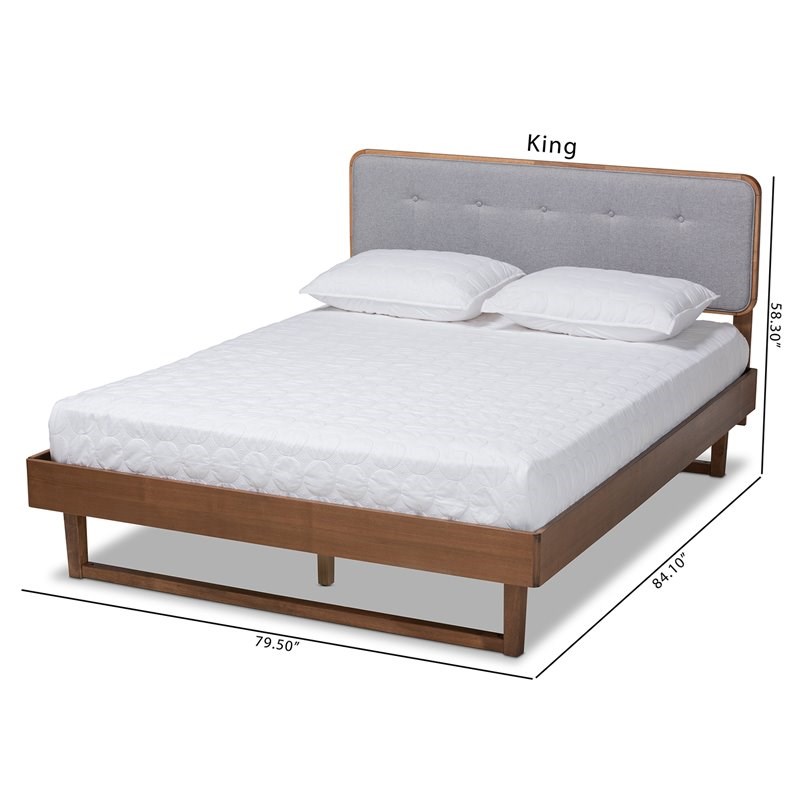 Baxton Studio Natalia Gray Upholstered Wood Queen Size Platform Bed