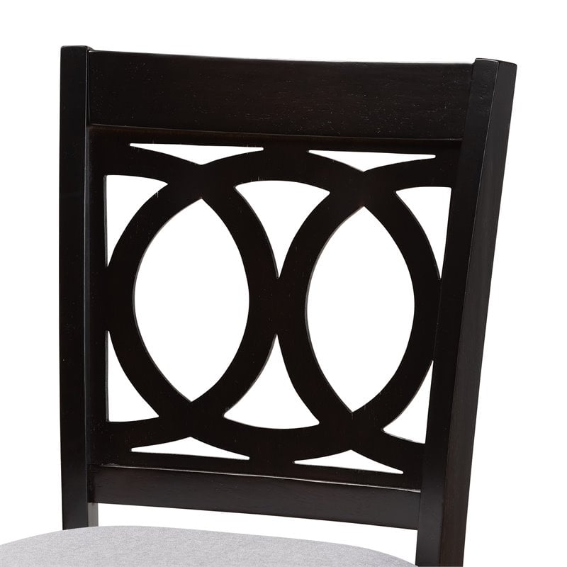 Baxton Studio Carson Gray Upholstered Espresso Wood 2-Piece Bar Stool Set