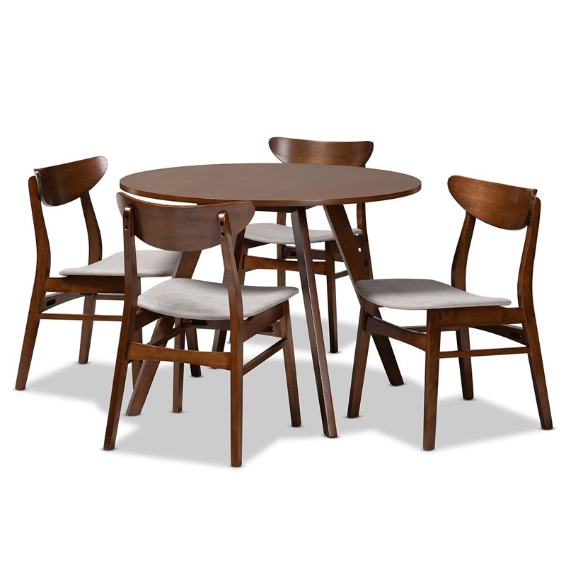 Baxton Studio Philip Gray Upholstered Wood 5-Piece Dining Set