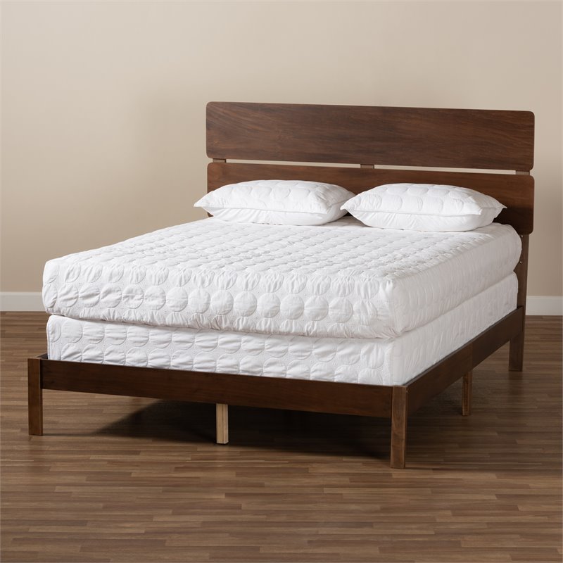 Baxton Studio Anthony Walnut Finished Wood Queen Size Panel Bed