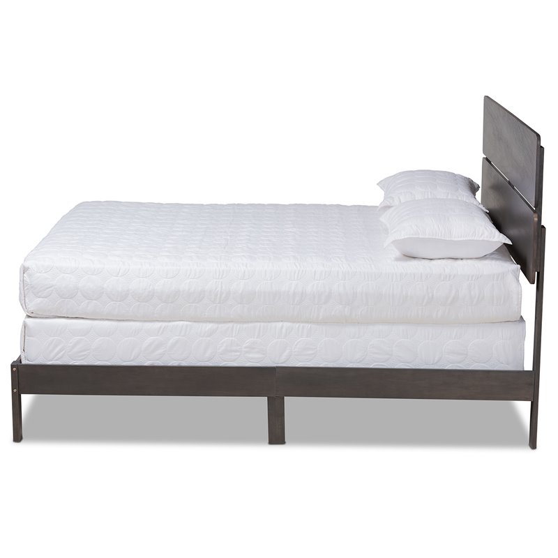 Baxton Studio Anthony Gray and Oak Finished Wood Queen Size Panel Bed