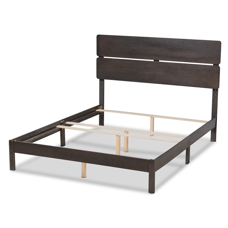 Baxton Studio Anthony Gray and Oak Finished Wood Queen Size Panel Bed