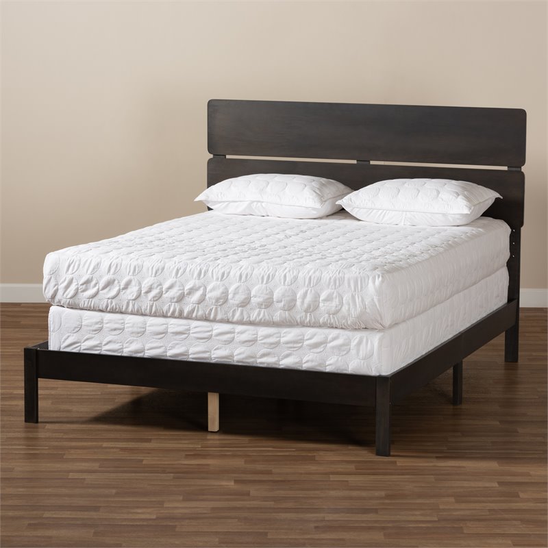 Baxton Studio Anthony Gray and Oak Finished Wood Queen Size Panel Bed