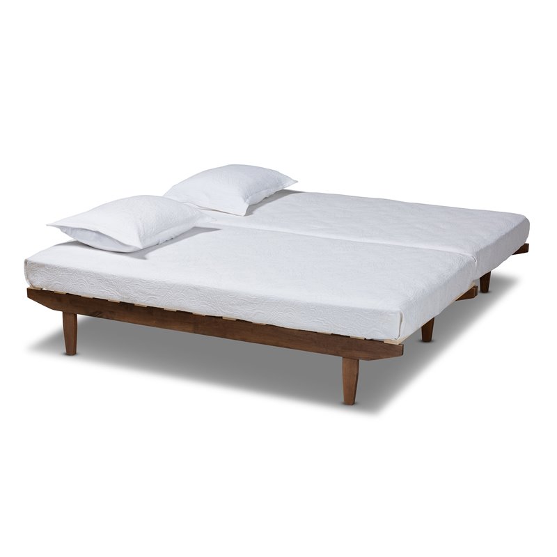 Baxton Studio Hiro Walnut Finished Wood Expandable Twin to King Size Bed Frame