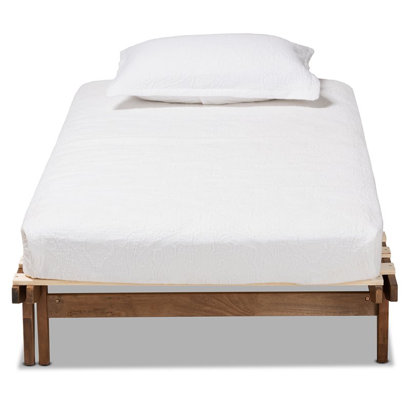 Baxton Studio Hiro Walnut Finished Wood Expandable Twin to King Size Bed Frame