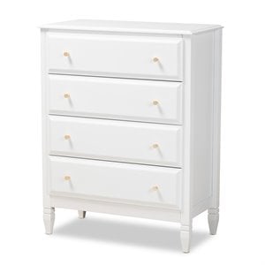 Baxton Studio Naomi White Finished Wood 4-Drawer Bedroom Chest