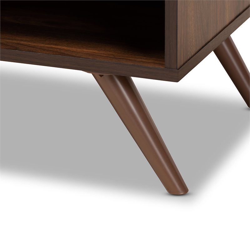 Baxton Studio Naoki Two-Tone Gray and Walnut Finished Wood 1-Drawer Nightstand