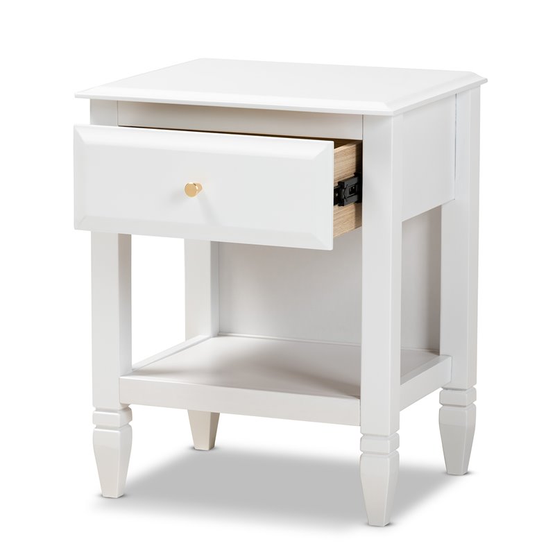 Baxton Studio Naomi White Finished Wood 1-Drawer Bedroom Nightstand