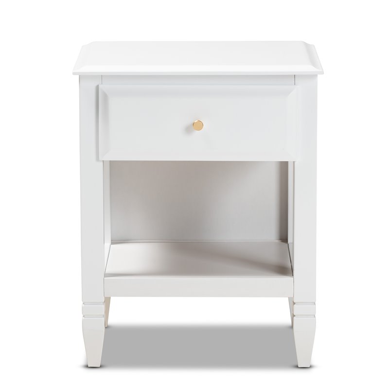 Baxton Studio Naomi White Finished Wood 1-Drawer Bedroom Nightstand