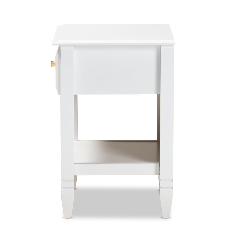 Baxton Studio Naomi White Finished Wood 1-Drawer Bedroom Nightstand