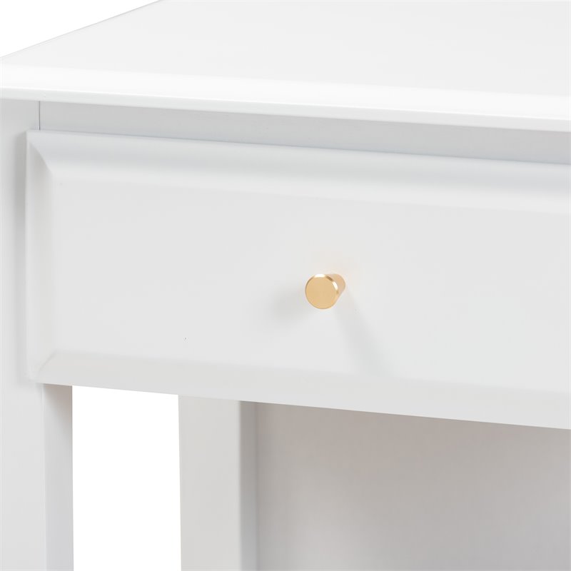 Baxton Studio Naomi White Finished Wood 1-Drawer Bedroom Nightstand