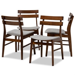 Baxton Studio Devlin Light Gray Fabric Upholstered Wood 4-Piece Dining Chair Set