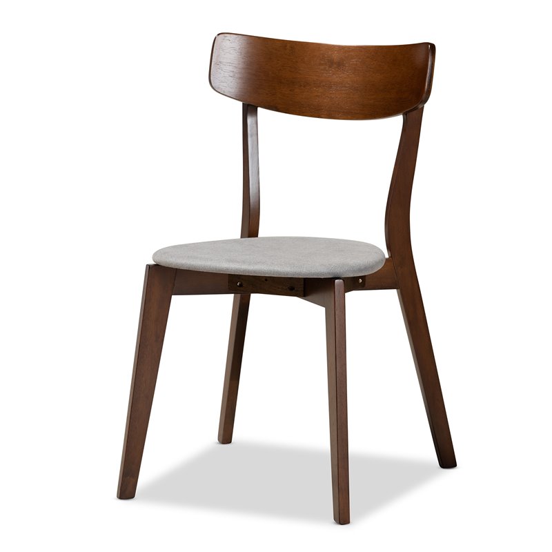 Baxton Studio Iora Light Gray Fabric Upholstered Wood 4-Piece Dining Chair Set