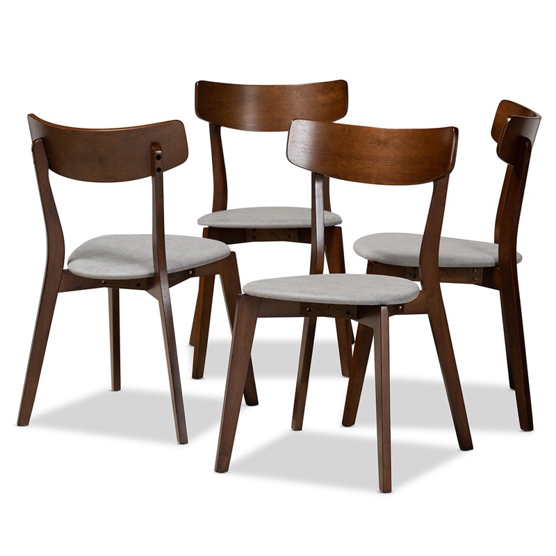 Baxton Studio Iora Light Gray Fabric Upholstered Wood 4-Piece Dining Chair Set