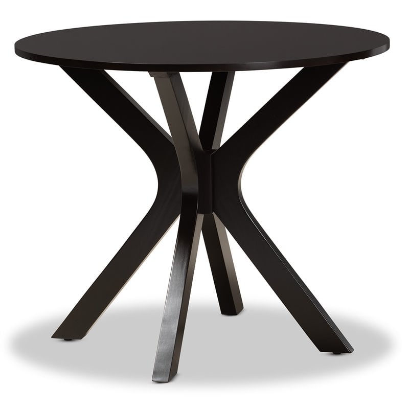 Baxton Studio Kenji Dark Brown Finished 34-Inch-Wide Round Wood Dining Table