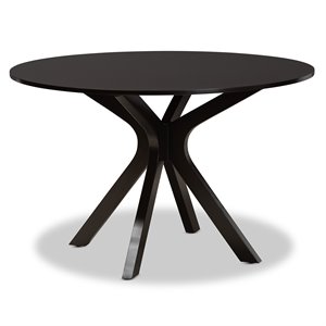 Baxton Studio Kenji 45&quotW Round Wood Dining Table in Dark Brown