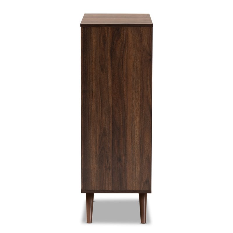 Baxton Studio Naoki Two-Tone Gray and Walnut Finished Wood 2-Door Shoe Cabinet