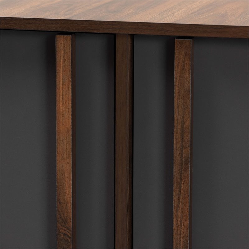 Baxton Studio Naoki Two-Tone Gray and Walnut Finished Wood 2-Door Shoe Cabinet