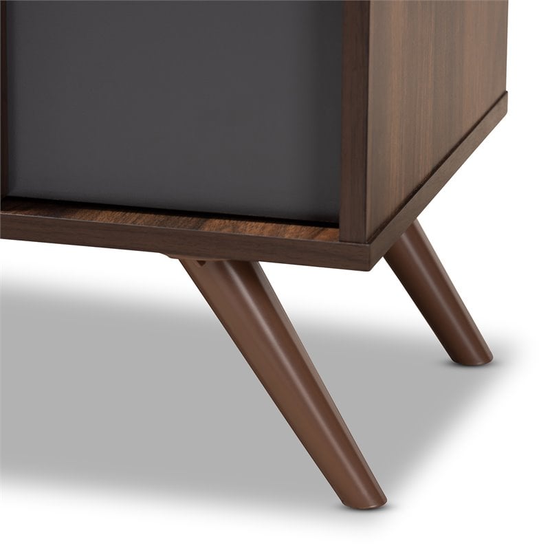 Baxton Studio Naoki Two-Tone Gray and Walnut Finished Wood 2-Door Shoe Cabinet