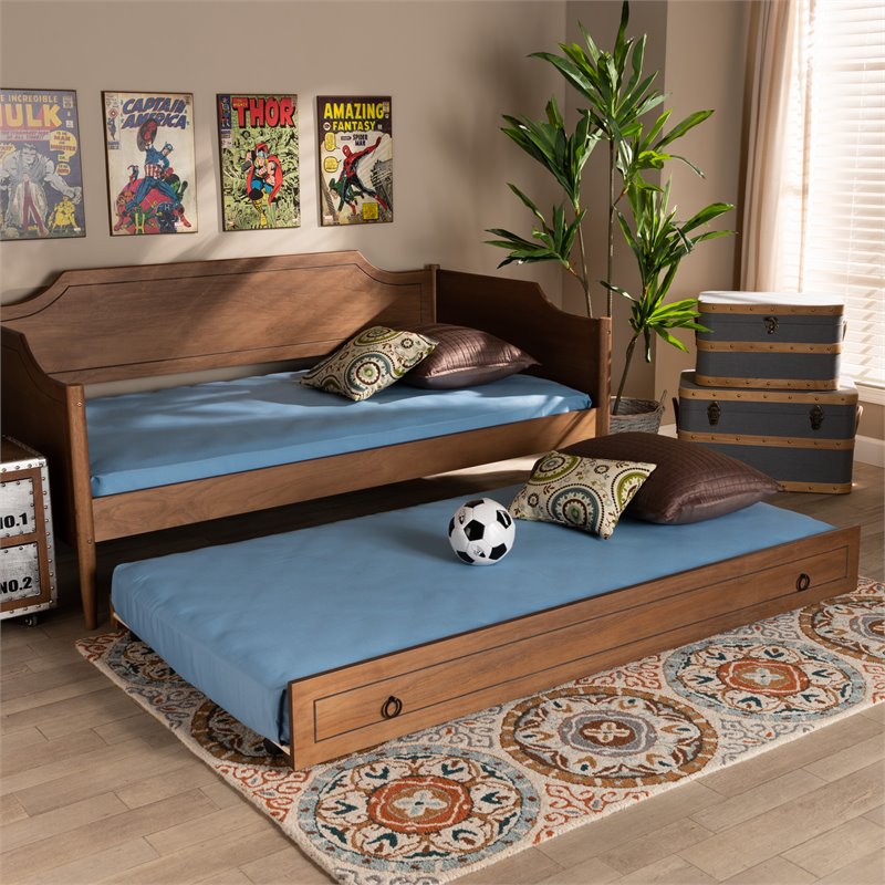 Baxton Studio Alya Walnut Brown Finished Wood Twin Size Trundle