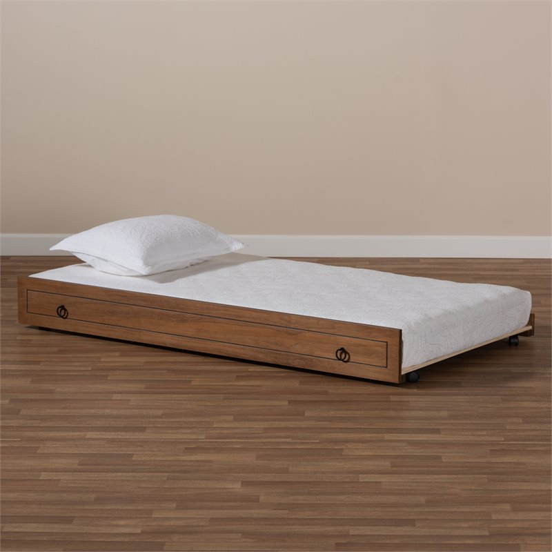 Baxton Studio Alya Walnut Brown Finished Wood Twin Size Trundle