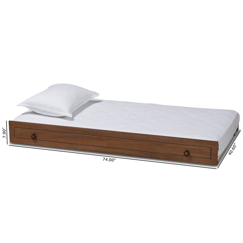 Baxton Studio Alya Walnut Brown Finished Wood Twin Size Trundle