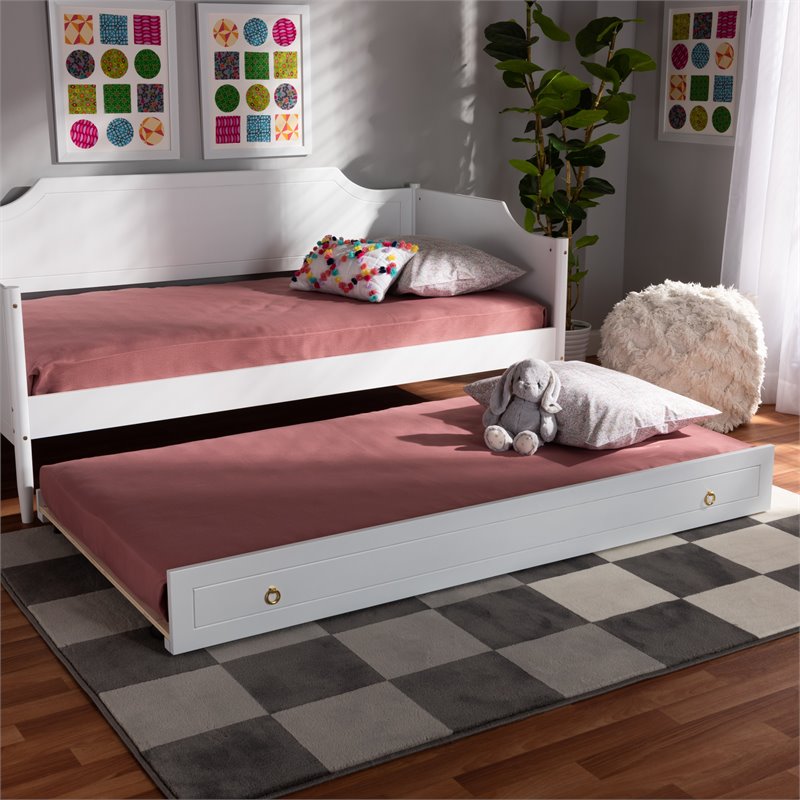 Baxton Studio Alya White Finished Wood Twin Size Trundle