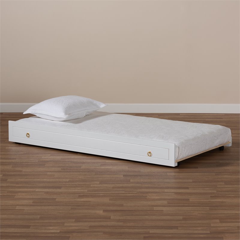 Baxton Studio Alya White Finished Wood Twin Size Trundle