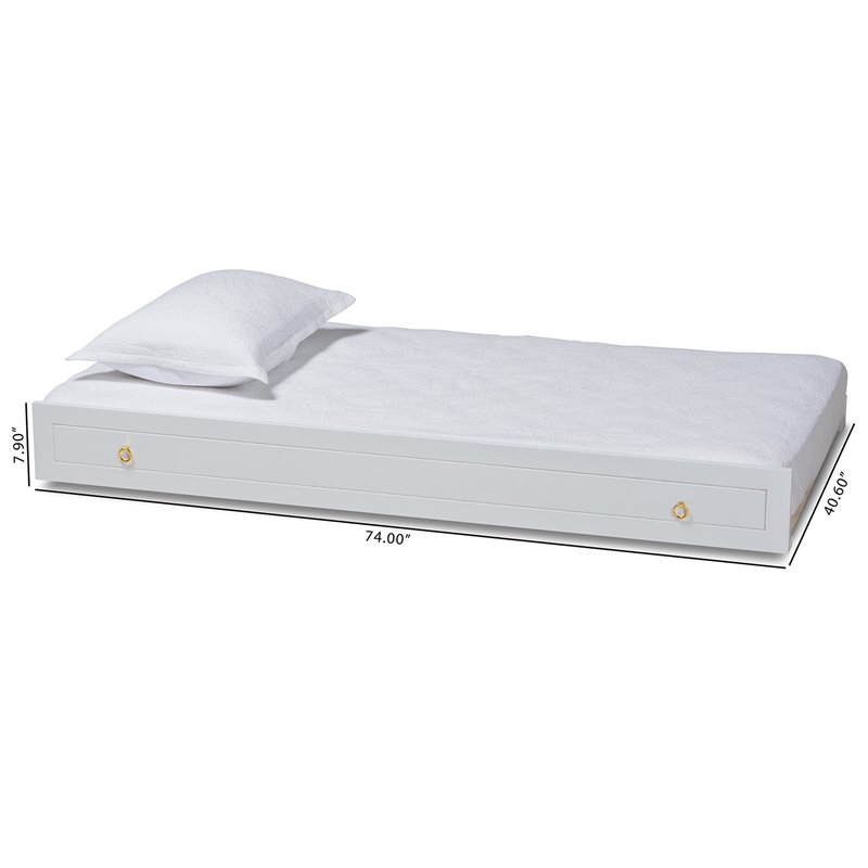 Baxton Studio Alya White Finished Wood Twin Size Trundle