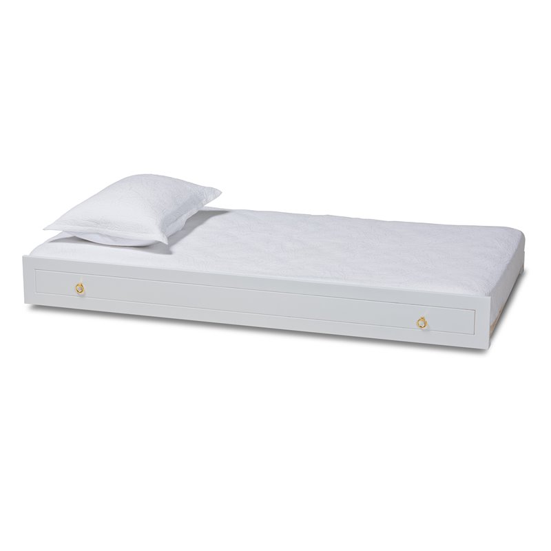 Baxton Studio Alya White Finished Wood Twin Size Trundle