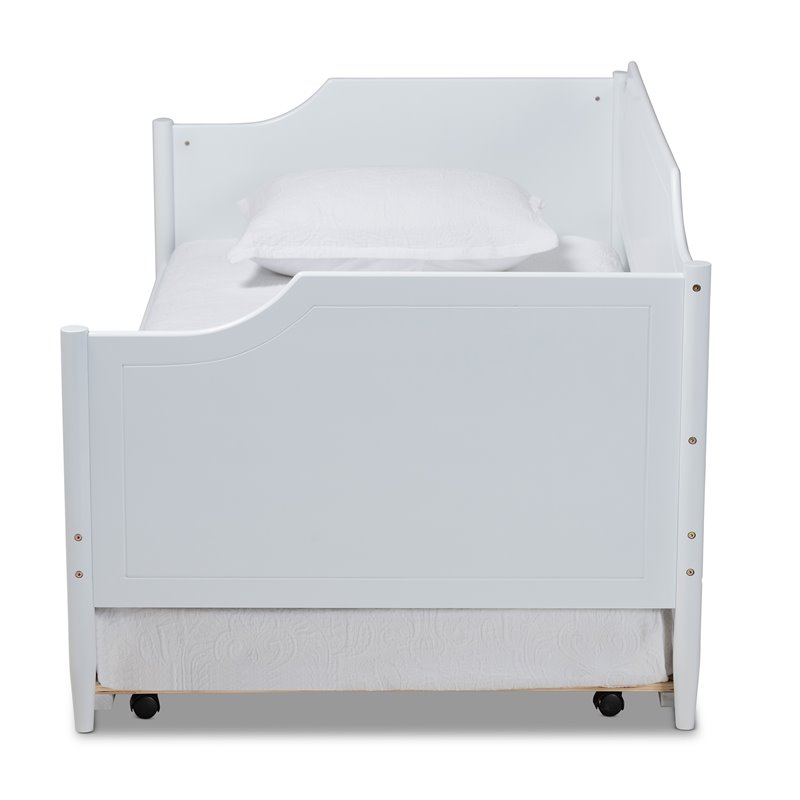 Baxton Studio Alya White Finished Wood Twin Size Daybed with Roll-Out Trundle