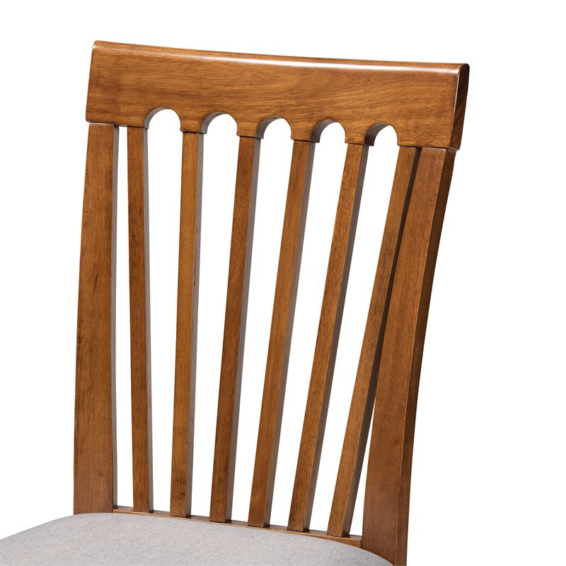 Baxton Studio Minette Gray Fabric Walnut Finished Wood 2-Piece Dining Chair Set